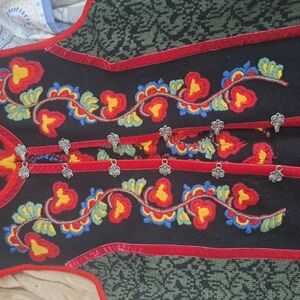 Colorful Embroidered Vest with Silver Accents